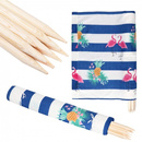 Parawan plażowy 6m flamingi, niebieskie pasy