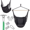 Hamak brazylijski z zestawem montażowym 130x100cm fotel wiszący czarny