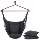 Fotel wiszący z poduszkami 130x100cm hamak brazylijski ciemnoszary