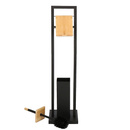 Stojak na papier toaletowy i szczotkę do WC 80 cm, uchwyt czarny, bambus