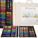 Zestaw artystyczny do malowania dla dzieci 199 elem. drewniana walizka z przyborami