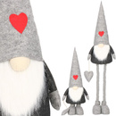 Skrzat świąteczny 82-130 cm, krasnal na teleskopowych nogach, gnom z szarą czapką