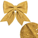 Kokardka na choinkę brokatowa 30 cm ozdoba świąteczna zawieszka złota