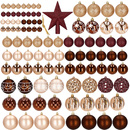 Bombki choinkowe 101 szt. zawieszki na choinkę ozdoby świąteczne z gwiazdą brązowe, rose gold