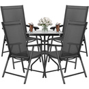 Zestaw mebli ogrodowych stół ze szkłem hartowanym, 4 krzesła komplet na taras szaro-czarny