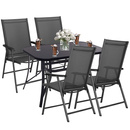 Zestaw mebli ogrodowych stół ze szkłem hartowanym, 4 krzesła komplet na taras szaro-czarny