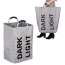 Kosz na pranie 100 L worek z uchwytami pojemnik szary 2-komorowy