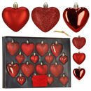 Bombki choinkowe 16 szt. komplet ozdób świątecznych, nietłukące, serca, czerwone