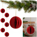 Bombki papierowe komplet 6 szt. ozdoby choinkowe 8 cm zawieszki rozkładane, czerwone
