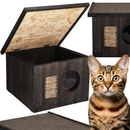 Buda dla kota, psa drewniana, ocieplana 58x49,5 cm z płaskim dachem, czarno-brązowa