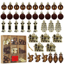 Bombki choinkowe 40 szt. komplet ozdób świątecznych zawieszki nietłukące, brązowy, złoty, biały