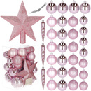 Bombki choinkowe 33 szt. zawieszki na choinkę ozdoby świąteczne z gwiazdą różowy