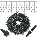 Kurtyna świetlna 750 led girlanda, lampki zewnętrzne sople zimny biały + flash