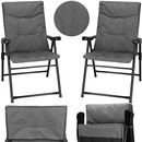 Krzesła składane turystyczne 2 szt. balkonowe krzesełka kempingowe metalowe szare