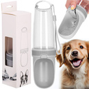 Butelka turystyczna na wodę z filtrem i poidełkiem dla psa 350 ml szaro-przeźroczysta