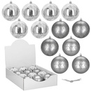 Bombki choinkowe srebrne 12 szt. 11 cm komplet ozdoby świąteczne zdobione