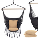 Szary hamak brazylijski z beżowymi poduszkami