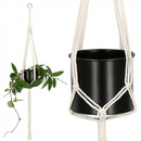 Kwietnik wiszący ze sznurka 100 cm uchwyt makrama, boho na kwiaty biały 