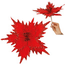 Poinsecja sztuczny kwiat, gwiazda betlejemska czerwona z brokatem