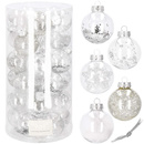 Bombki choinkowe 30 szt. 7 cm przezroczyste z wypełnieniem białym