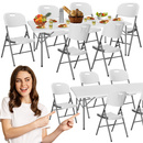 Meble turystyczne składane, stół 200x90 cm z 6 krzesłami zestaw cateringowy ogrodowy biały