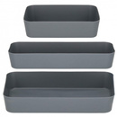 Organizery do szuflady 3 szt. wielofunkcyjne wkłady, pojemniki zestaw szary