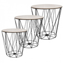 Stoliki kawowe loft, kosze metalowe industrialne zestaw 3 szt. czarne