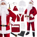 Strój św. Mikołaja 10 elementów, kostium welurowy przebranie czerwony 