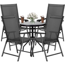 Zestaw mebli ogrodowych stół ze szkłem hartowanym, 4 krzesła komplet na taras szaro-czarny