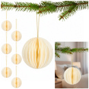 Bombki papierowe komplet 6 szt. ozdoby choinkowe 8 cm zawieszki rozkładane, biały 