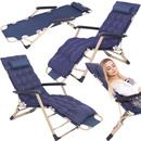 Leżaki ogrodowe z poduszką 2 szt. składane leżanki z regulacją pozycji granatowe