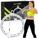 Hula hop fitness składane z obciążeniem, licznikiem i wypustkami masującymi, biało-szare
