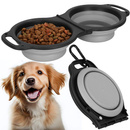 Miska na karmę i wodę dla psa, kota, turystyczna, składana szaro-czarna