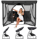 Huśtawka ogrodowa 3-osobowa z daszkiem szara