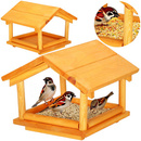 Karmnik dla ptaków drewniany rozm. M domek budka dla sikorek 25x31x30,5 cm jasnobrązowa