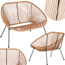 Kanapa ażurowa na balkon, taras z rattanu, sofa na nóżkach beżowa