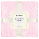 Narzuta na łóżko, pled 160x200 cm dwustronny, tłoczony koc na kanapę róż zygzak