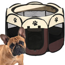 Kojec składany dla psa i kota 81 cm klatka beżowo-brązowa