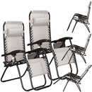 Leżak ogrodowy grawitacyjny beżowy zero gravity zestaw 2 szt.