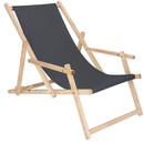 Leżak plażowy składany z podłokietnikami grafitowy