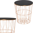 Stolik kawowy loft, kosz metalowy industrialny 40 cm miedziany