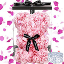 Miś z róż 25 cm różowy w pudełku miś różany LED zimny biały 