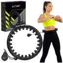 Hula hop cardio, fitness składane z obciążeniem i wypustkami masującymi, czarne