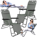 Leżak ogrodowy grawitacyjny szary zestaw 2 szt.