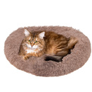 Legowisko dla kota i psa 80 cm, pluszowe posłanie jasny brąz