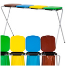 Stojak na worki do segregacji odpadów kosz na śmieci 4 komory stelaż z pokrywami