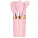 Przybory kuchenne 12 szt. akcesoria do kuchni silikonowe różowe