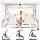 Huśtawka ogrodowa 4-osobowa z daszkiem kremowa