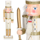 Dziadek do orzechów 38 cm z mieczem, ozdoba świąteczna, figurka drewniany żołnierzyk kremowo-złoty