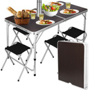 Stolik cateringowy składany z 4 krzesłami meble turystyczne zestaw